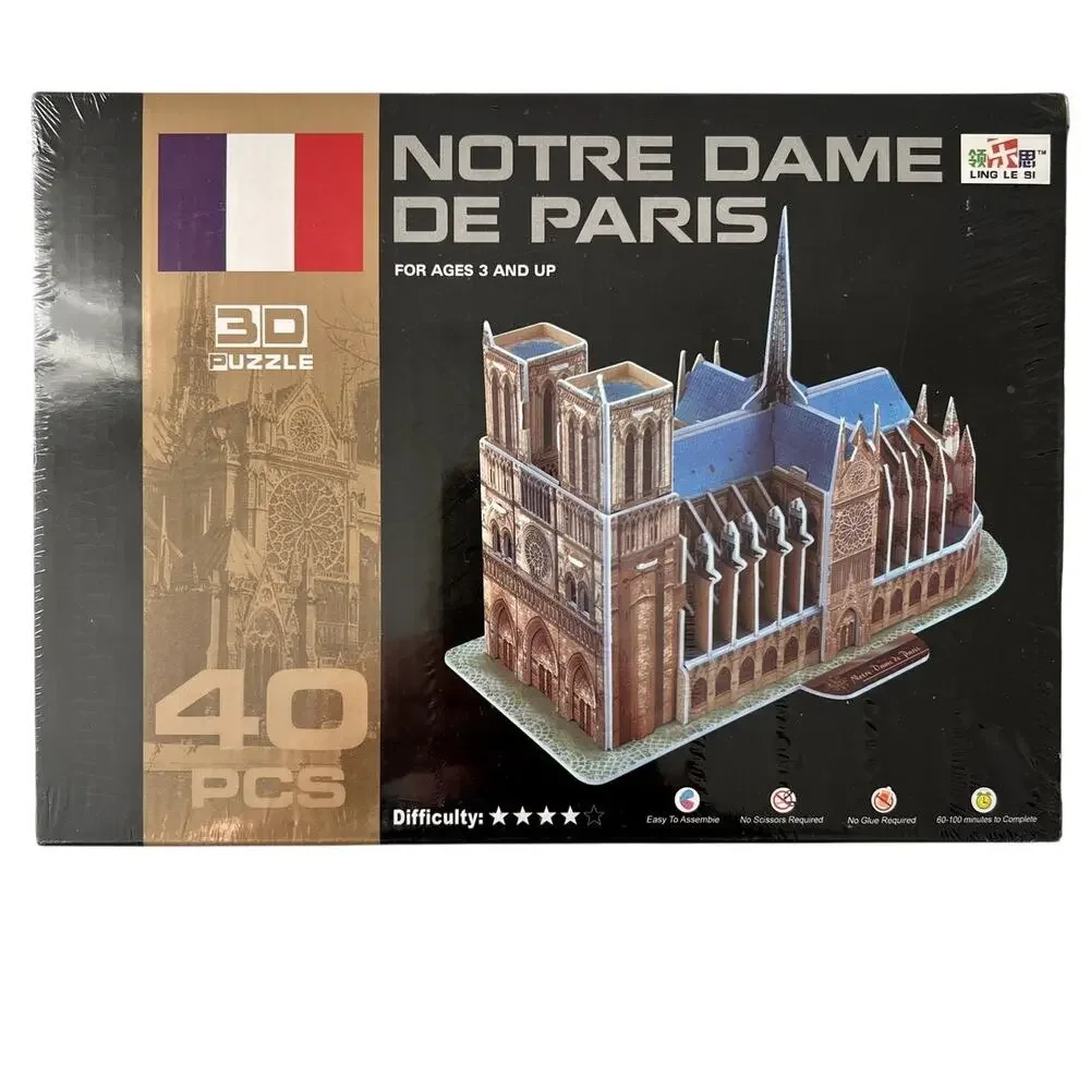 Notre Dame Paris France 3D Ling Le Si Puzzle 40 Pieces World's Greatest Church